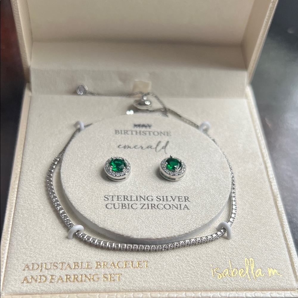 Abella Silver Bracelet with Green Accents